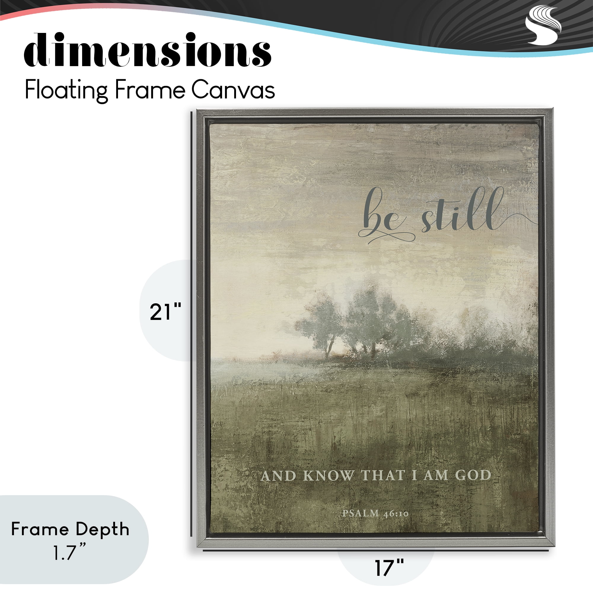 Stupell Industries Be Still Psalm 46:10 Gray Framed Floater Canvas Wall Art, design by Michael Marcon