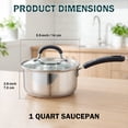 thumbnail image 2 of Cook N Home Professional 1 Quart Stainless Steel Saucepan with Lid, Small Kitchen Induction Cooking Sauce Pot Pan, Stay-Cool Silicone Handle, Dishwasher Safe, 2 of 6
