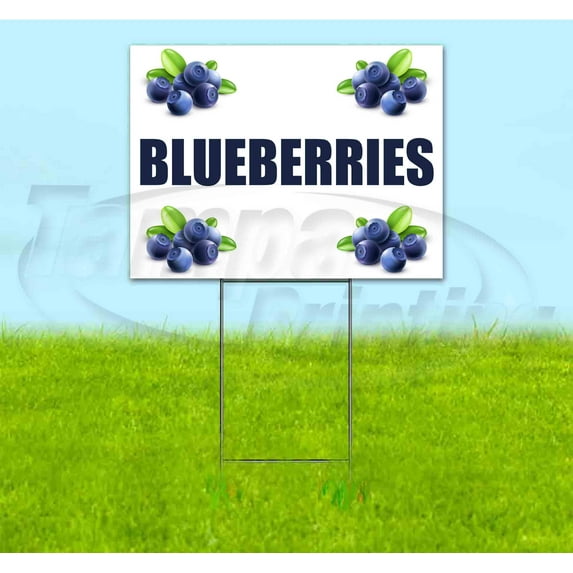 Blueberries (18" x 24") Yard Sign, Includes Metal Step Stake