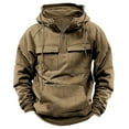 thumbnail image 4 of MOJOGO Sweatshirt Sweatpants Set for Men Hooded Pullover Sweatshirts Long Jogger Heavyweight Work Sport Wear Suits with Multi Pockets Khaki L, 4 of 4