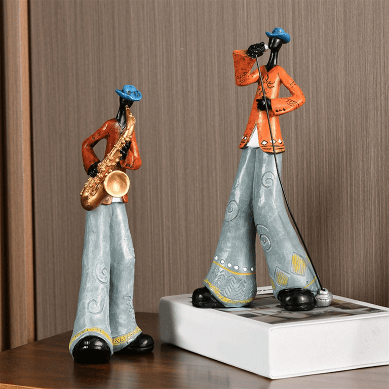 Jazz Band Player Figurines Vintage Musician Figure Resin Statues