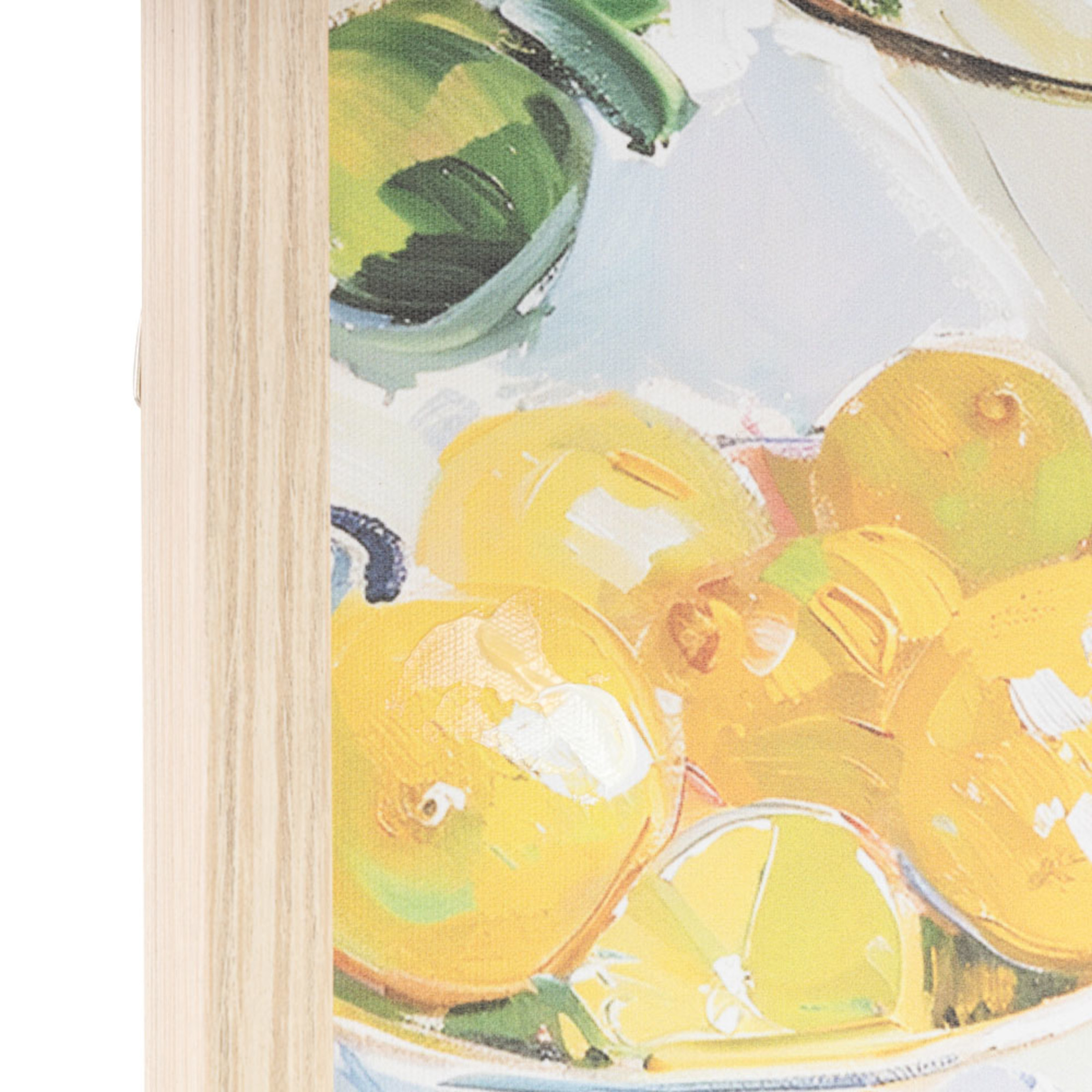 14" x 11" Lemon Fruit Framed Wall Art with Light Brown Frame, by DecMode