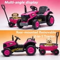 thumbnail image 3 of iRerts 12V Ride on Tractor with Detachable Garden Cart, Kids Ride on Toys with Remote Control, Bluetooth, Music, Radio, Battery Powered Electric Cars Tractor for Kids Boys Girls, Magenta, 3 of 9