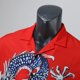 thumbnail image 2 of Camisas De Sport Para Hombre Camisa de solapa con estampado de dragón de verano de tendencia masculina, camisa refrescante cómoda de manga corta (Red, 3XL), 2 of 6