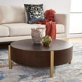 thumbnail image 2 of SAFAVIEH Diangela Modern Dark Oak/Gold Round Wood Coffee Table (34 in. W x 34 in. D x 12 in. H), 2 of 9