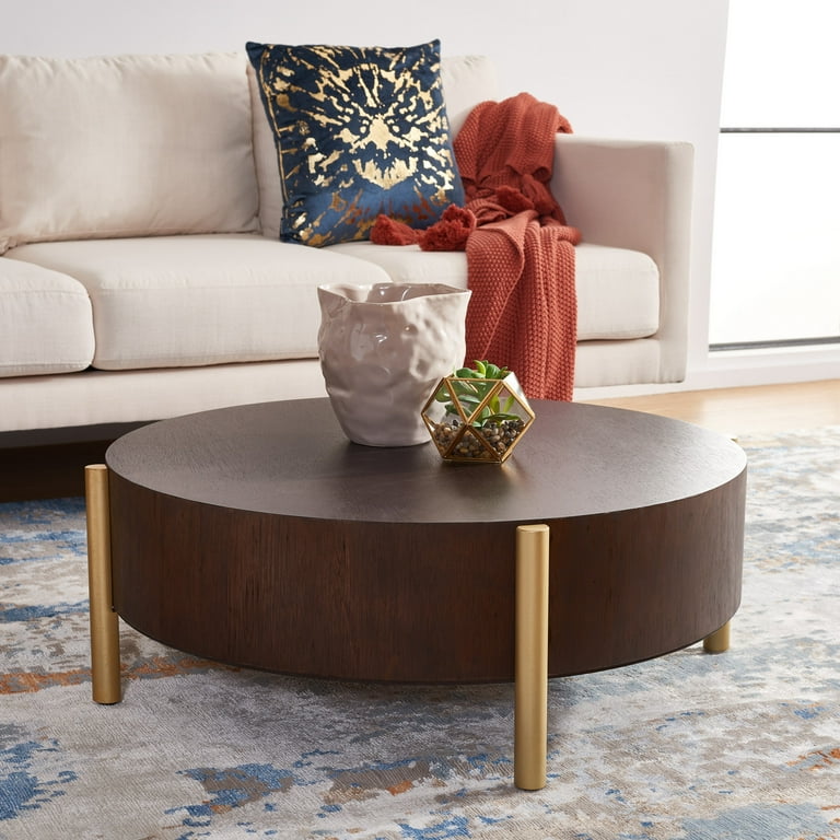 Safavieh Diangela Round Coffee Table Dark Oak Gold