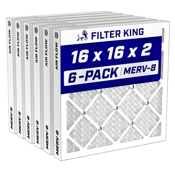 Filter King 16x16x2 Air Filter MERV 8, AC Furnace Filters (6-Pack)