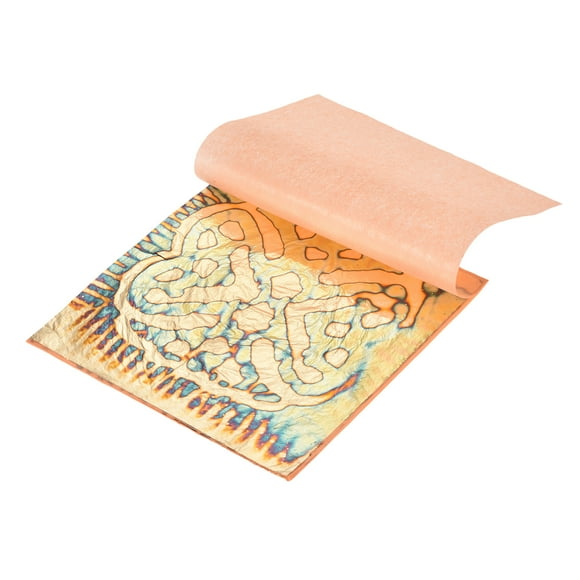 Uxcell 25 Pcs Hojas de Oro Variegadas de 5.5" x 5.5" Hojas de Oro Imitación para Manualidades, Marcos de Fotos, Uñas y Decoración de Artes DIY, Raya Marrón, Patrón de Corazón Oro