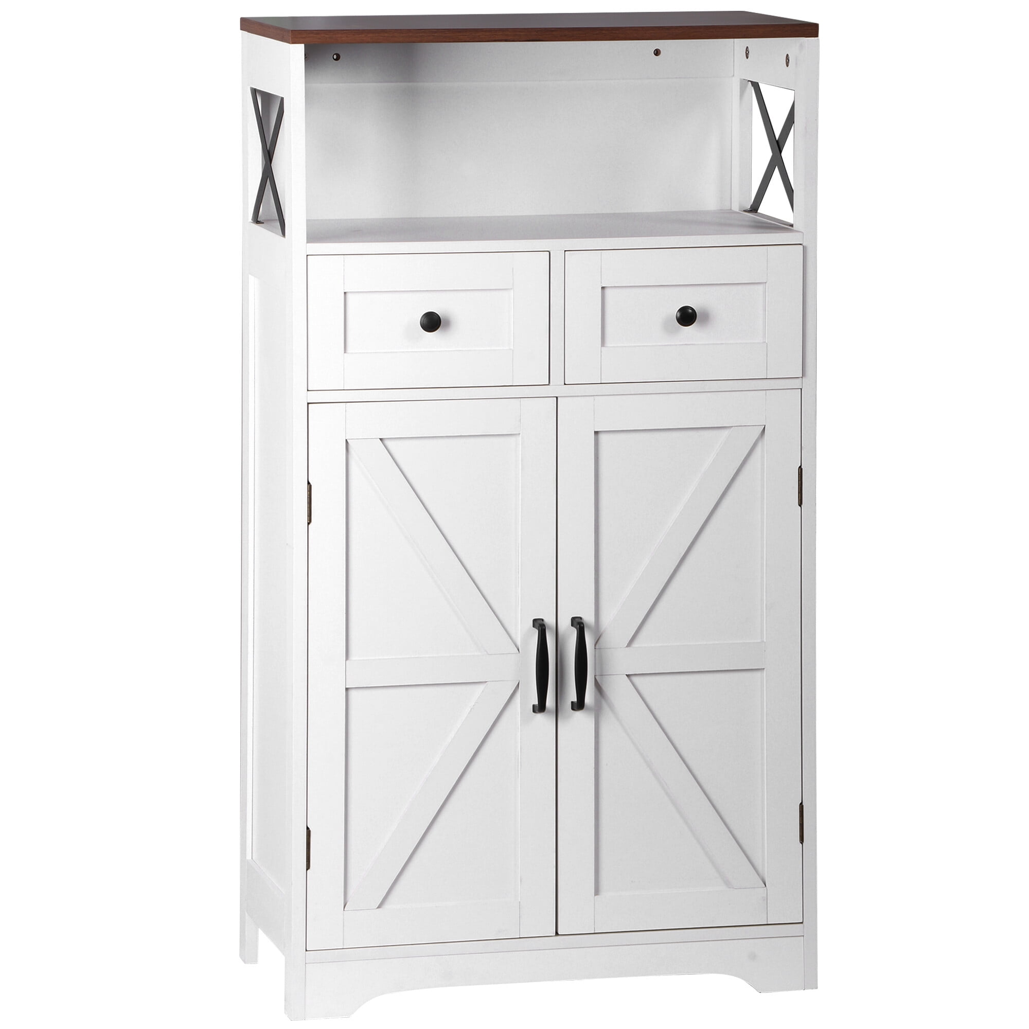 ZENSTYLE Storage Cabinet with 2 Drawers Durable Storage Organizer Floor Cupboard Home Decor White