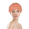 thumbnail image 3 of Easygdp Orange Gingham Shower Caps for Women, Double Waterproof Layers Shower Cap, Quick Drying Bath Hair Cap Reusable, 3 of 9