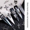 20/10pcs Alloy Nail Charms Chrome Skeleton Cross Heart Spider Nail