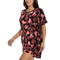 thumbnail image 2 of "Wukai Ladybugs and Red Hearts Women's Pajama Set - Short-Sleeve Top and Shorts with Elastic Waistband and Pockets for Loungewear, Yoga, and Casual Wear-Large, 2 of 8