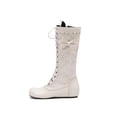 thumbnail image 6 of Tawop Womens Boots Knee High Lace Up Side Zip Round Toe Winter Boots, 6 of 9