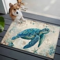 thumbnail image 4 of Teal Sea Turtle Coastal Bathroom Rug Washable 2x3 Entryway Rug Non Slip Vintage Summer Beach Nautical Front Door Mat Low Pile Indoor Doormat Throw Floor Carpet for Kitchen Bedroom Entrance, 4 of 8