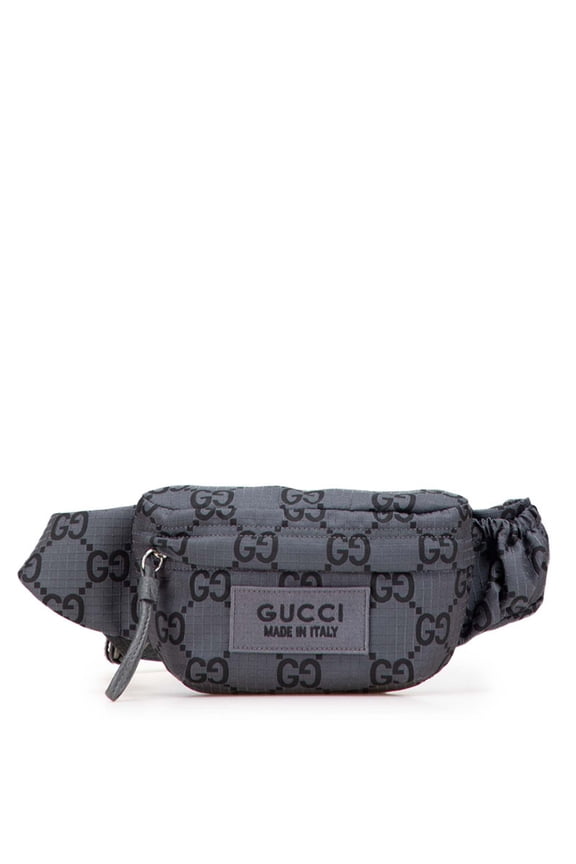 Pre-Owned Gucci GG Nylon Waist Bag/Body Bag 767934 Gray Leather Eco-Nylon Men's GUCCI
