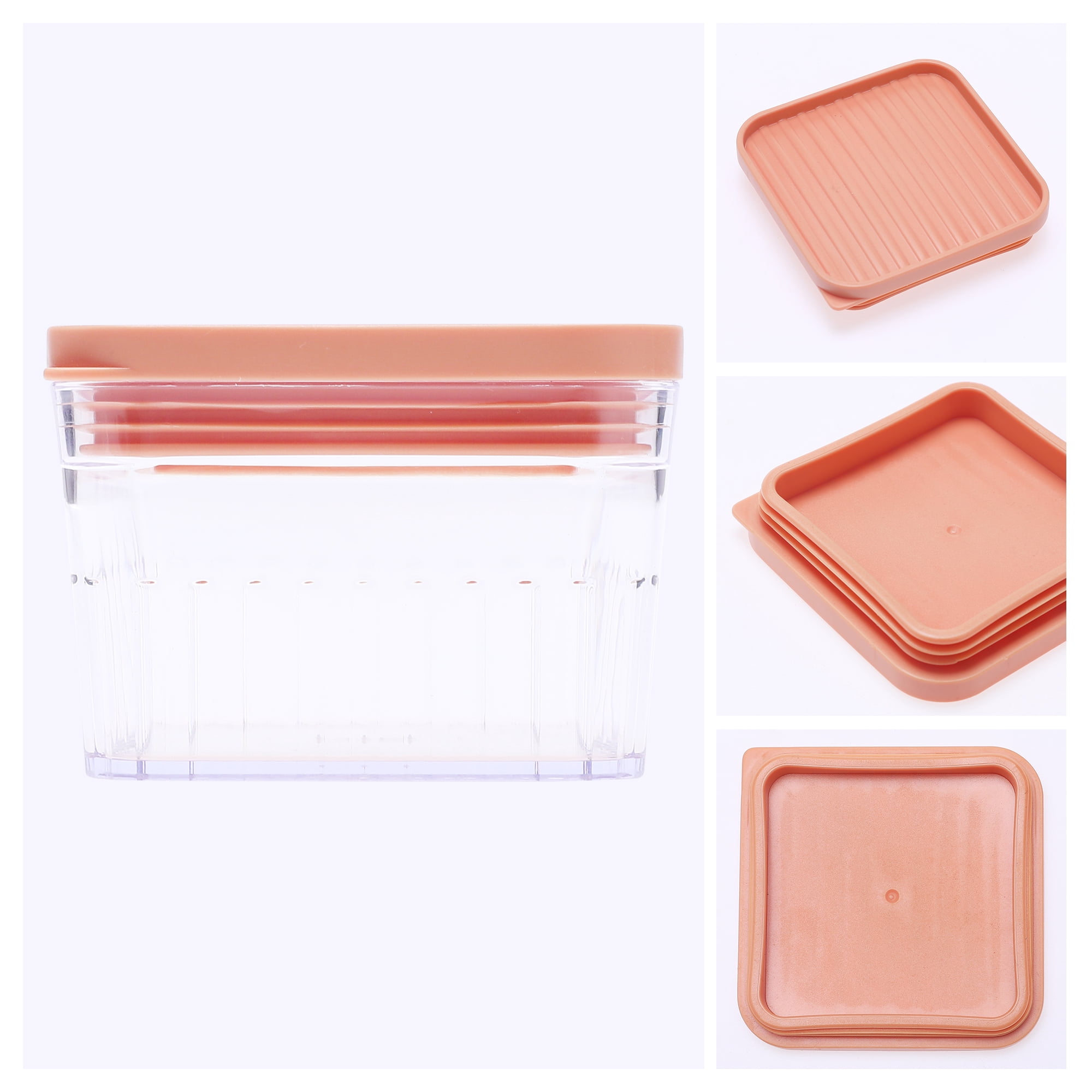 Unique Bargains 5 Pcs Airtight Food Storage Containers for Pantry Organization 10 oz Light Orange