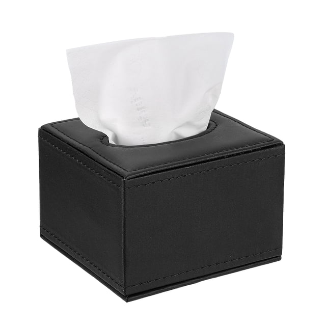 Cubierta de Caja de Pañ Tissues con Fondo Magnético, Soporte Rectangular para Mesa de Baño (Negro, 4.4"x4.4"x3.1")