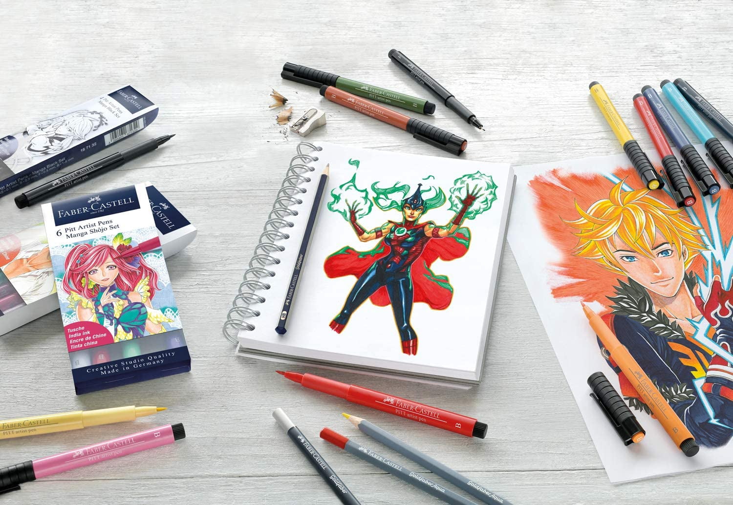 Faber-Castell Pitt Artist Pens Manga Set - Shojo, Set of 6