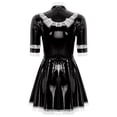 thumbnail image 4 of Sxiwei Womens Wetlook French Maid Cosplay Costume Short Sleeve Lace Trim Tutu Dress with Apron Black 3XL, 4 of 7