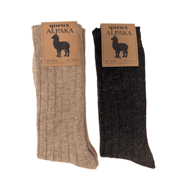 2 Pack Alpaca Wool Socks Brown - Beige | 39-42 | Thin