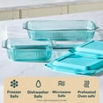 thumbnail image 6 of Colors Tinted (2-Pack, Full Set) Tinted Glass Baking Dish with BPA-Free Lid, Oblong Bakeware Glass Pan For Casserole & Lasagna, Dishwasher, Freezer, Microwave and Pre-Heated Oven Safe, Aqua, 6 of 6
