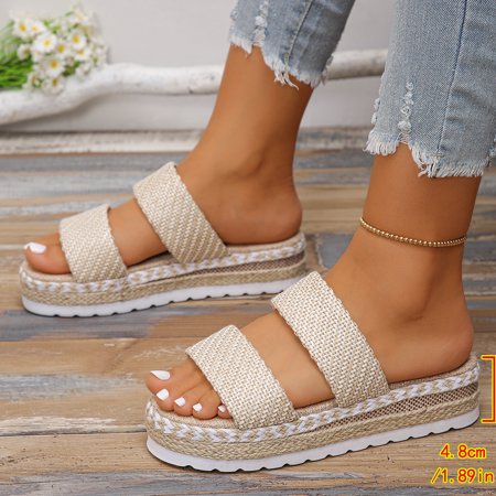 Summer Thick-soled Hollow Sexy and Comfortable Sandals Slippers Large Size Round Toe Casual Women Daily Beach Zapatos De Mujer