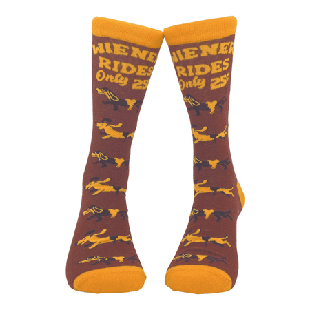 

Men s Wiener Rides Socks Funny Dachshund Pet Puppy Owner Novelty Footwear