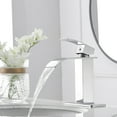 thumbnail image 3 of BWE Chrome Bathroom Faucet Modern Waterfall Single Hole Faucet for Bathroom Sink Single Handle with Pop Up Drain with Overflow Assembly and Supply Line Lavatory Bath Faucet Lead-Free, 3 of 7