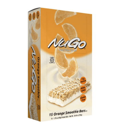NuGo Nutrition Protein Bars Orange Smoothie -- 15 Bars Pack of 3