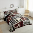 thumbnail image 3 of Castle Fairy Jungle Bear Deer Full Size Comforter Sets,Black Red Checkered Bedding Sets, 3 of 8