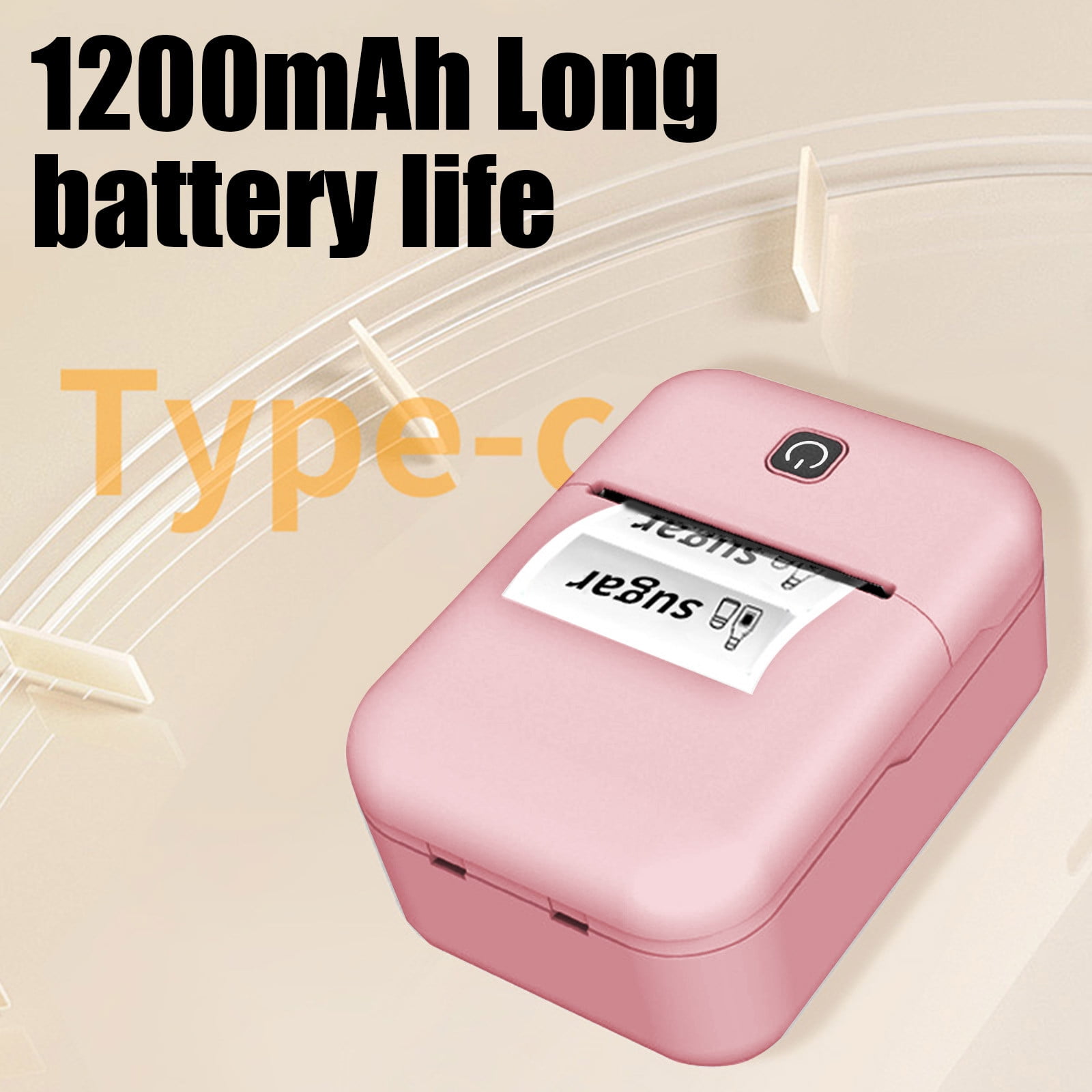 Mini Label Printer, 4.5x3.2inch Bluetooth Label Maker Machine with Tape, Rechargable Inkless Pocket Printpod for Phone, Used for Small Business, Office, Home(Pink)