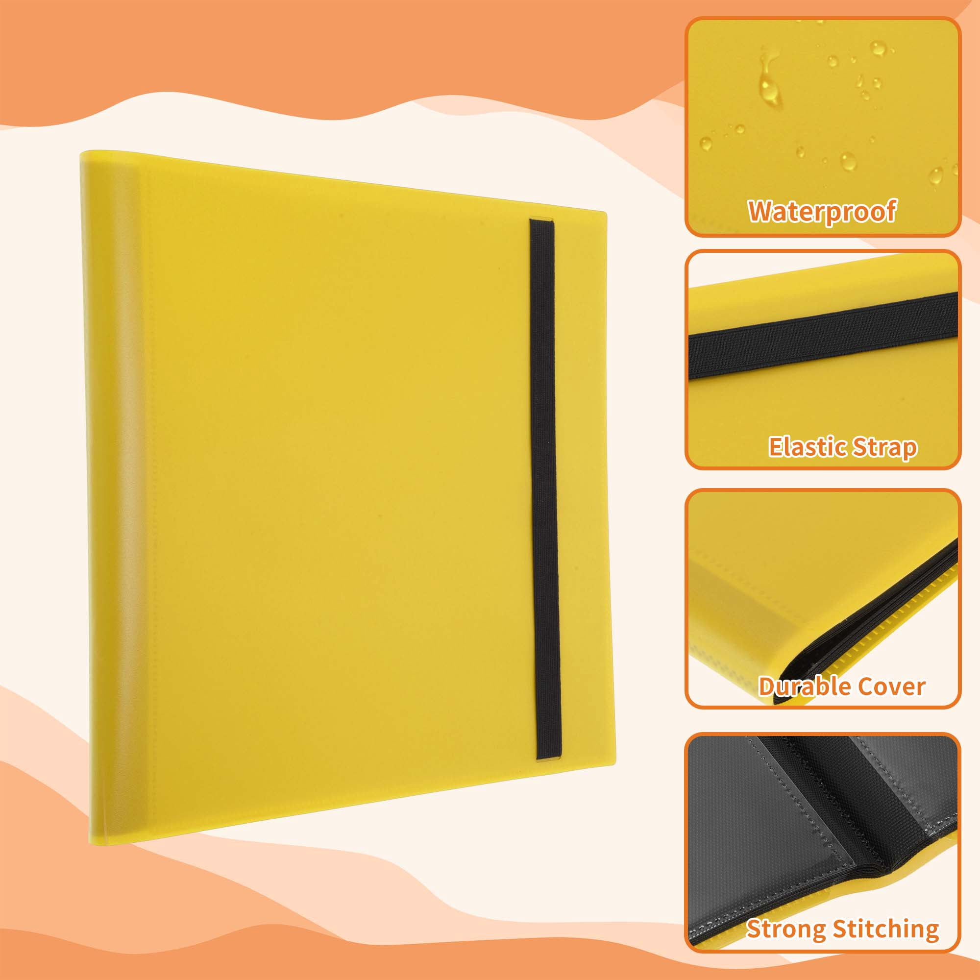 Unique Bargains Card Binder with 12 Pockets and 20 Pages for 480 Card Capacity ["Yellow"]