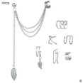 thumbnail image 5 of Women Fashion Leaf Chain Tassel Dangle Ear Cuff Wrap Lady Gifts Earrings, 5 of 9
