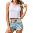 thumbnail image 2 of Women's Solid Color Slim‑Fit Sleeveless Crop Tank Top, Round Neck Casual Style for Summer Layering and Minimalist Daily Outfits White XL, 2 of 6