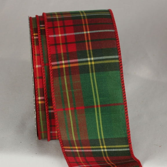 The Ribbon People Green and Red Tartan Plaid Wired Craft Ribbon 2.5" x 40 Yards