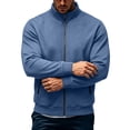thumbnail image 6 of Eygvbb Men's Full Zip Jacket with Stand Collar Side Zipper Pockets Long Sleeve Casual Coat for Daily Commute Work and Outdoor Activities, 6 of 8