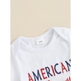 thumbnail image 6 of Bslissey 4th of July Baby Boys Long Pants Sets Short Sleeve Letter Embroidered Romper + Stripe Stars Print Trousers + Hat 0-18M Newborn Infant Casual 3Pcs Summer Outfits, 6 of 9