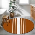 thumbnail image 4 of Burnt Orange White Stripe Round Rug 3ft Area Rug Washable Soft Non-Slip 3' Circle Low Pile Rugs Modern Rustic Vertical Striped Carpet for Bedroom Living Room Entryway Home Office Dining Room, 4 of 9