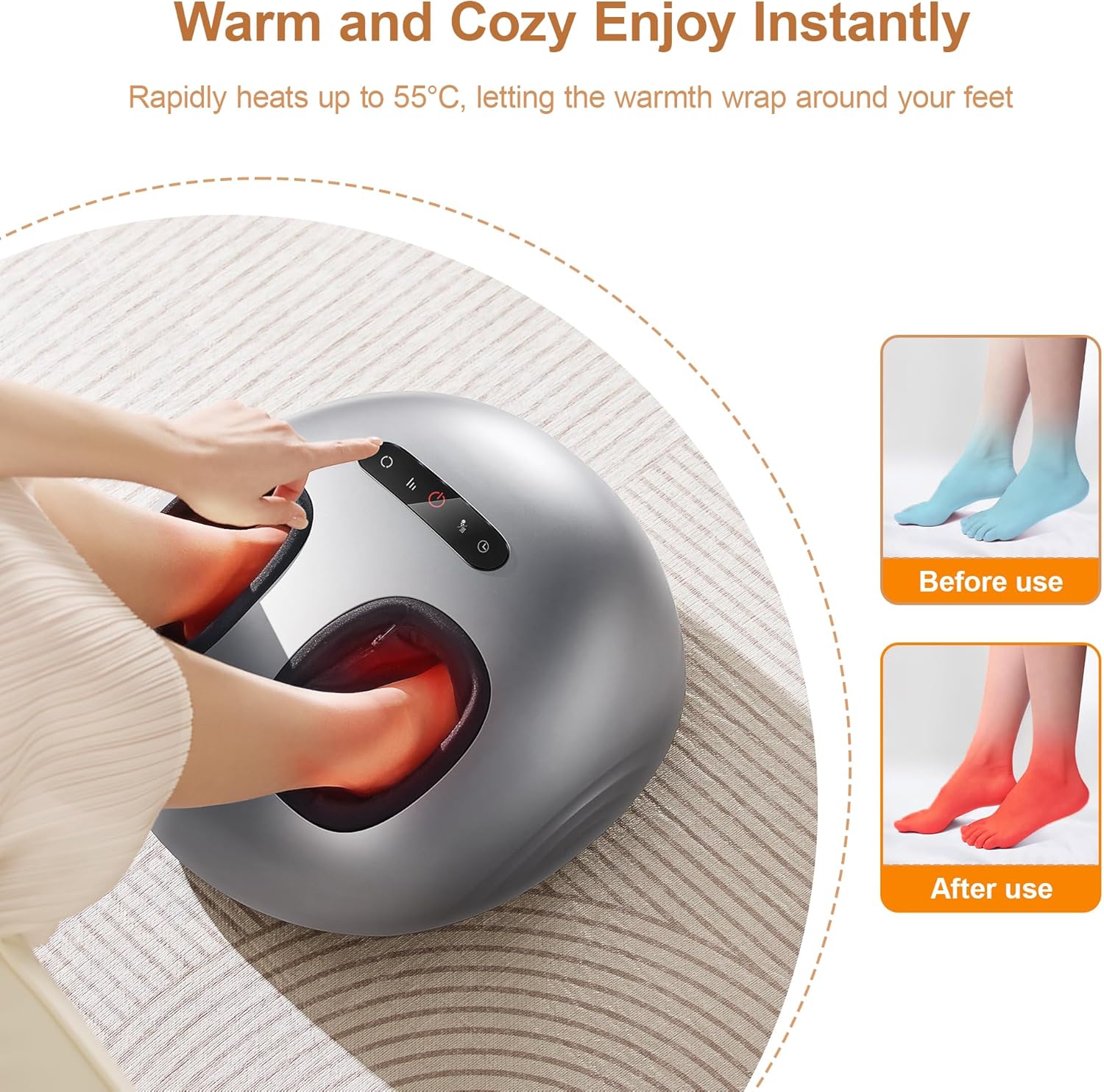 Deluxe Electric Foot Massager with Soothing Heat, Full Airbag Wrap and Deep Kneading Shiatsu Nodes for an At-Home Spa Experience, Perfect Relaxation Gift