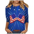 thumbnail image 2 of lcziwo T-Shirt Femme Drapeau Américain, T-Shirts 4 Juillet T-Shirt Femme Drapeau Américain Manches 3/4 Hauts Femme Col Rond Fête de l'Indépendance Hauts de Festival, Rouge TG, 2 of 5