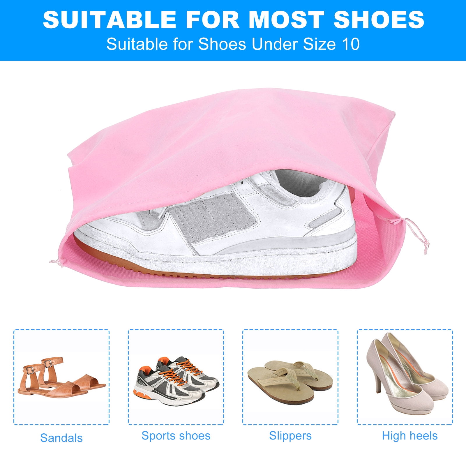 Uxcell Shoe Dust Bag Duster Flannel Double Shoes Pouch with Drawstring Closure Washable Breathable Bags Brown 16 Pack