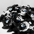 thumbnail image 3 of 20 Pcs Halloween Artificial Roses Flowers Bouquet with Gothic Flowers Fake Realistic Roses Dead Flowers for Party Arrangements Wedding Home Decor Costume DIY Project (Black,Eyeball), 3 of 5