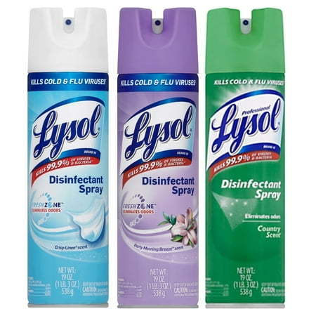 - A World Of Deals Lysol Disinfectant Spray, Crisp Linen, Morning Breeze, Country Scent, 19 oz