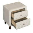 thumbnail image 3 of Velvet Upholstered Nightstand with 2 Drawers, Modern Bedside Table with 4 Wood Legs and 2 Button Tufted Drawer Doors, Storage Table for Living Room Bedroom, Space Saving, Beige, 20" x 16" x 23.6", 3 of 7
