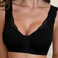 thumbnail image 2 of Alun Front Closure Bras for Women Lace Splicing Strap Comfortable Support Bra Push up No Underwire Bralettes Lightweight Breathable Everyday Wear Bras Black L, 2 of 5