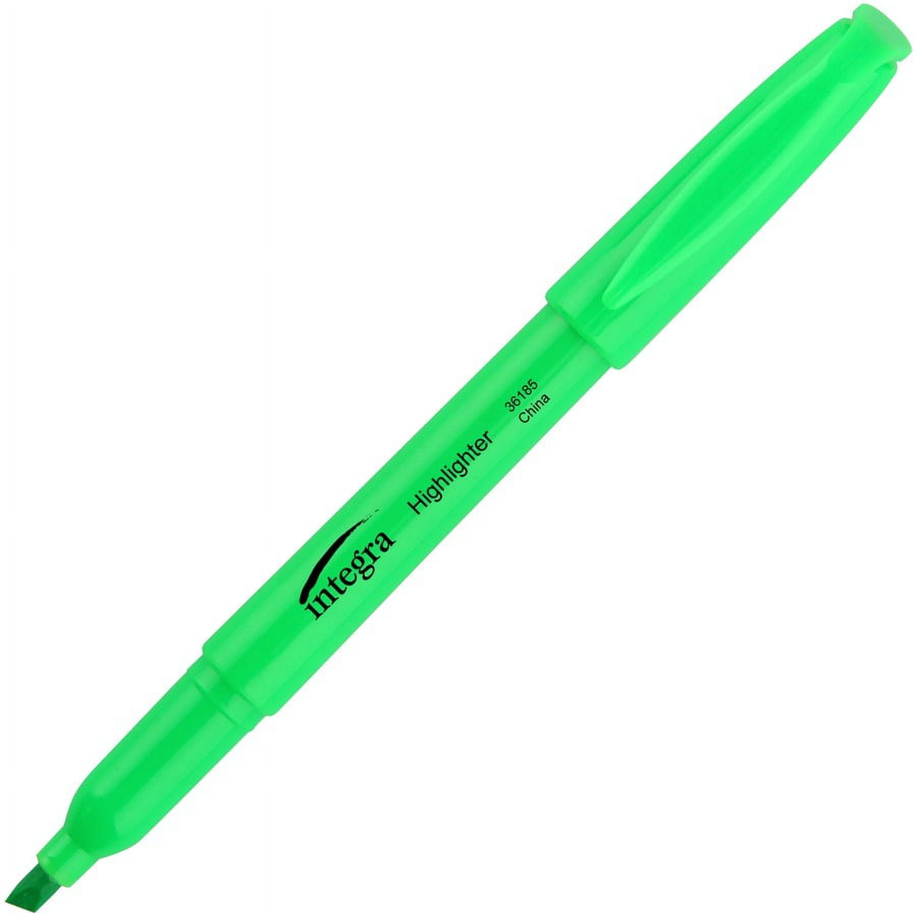 Integra Pen Style Fluorescent Highlighters - Chisel Marker Point Style - Green - 1 Dozen | Bundle of 2 Dozen