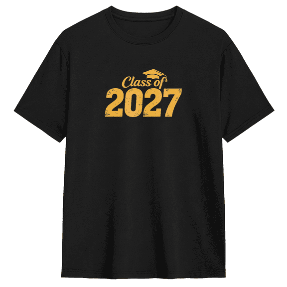 Class Of 2027 Graduation Cap Cool Graphic Tee for Men and Women, Fun Birthday Gift Cotton Short Sleeves T-Shirt