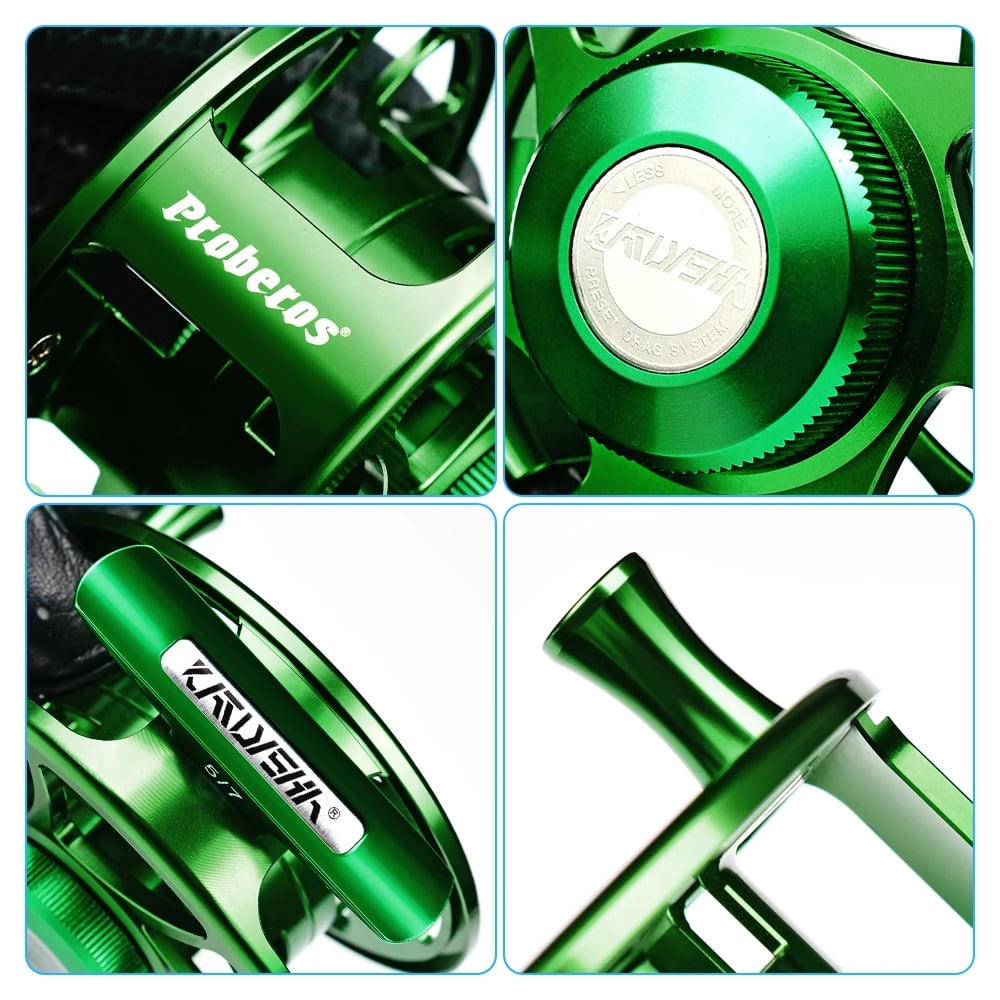 3+1 BB Fly Fishing Wheel Green Color Fly Fishing Reel CNC Machine Cut Large Arbor Die Casting Aluminum Fly Reel
