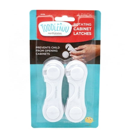 Toddleroo by North States Rotating Cabinet Safety Lock with Latches for Baby, 4 Pack, White