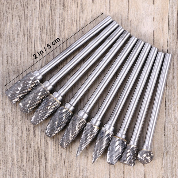 VERDANVERSE 10Pcs Tungsten Carbide Drill Bit Cylindrical Silver 5.1x0.3x0.6cm